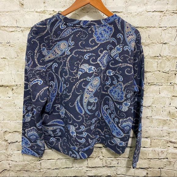 H&M Blue Paisley Print Fleece Lined Pullover Sweater - Picture 4 of 6